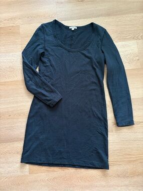 James Perse Black Ribbed Long Sleeve Tee